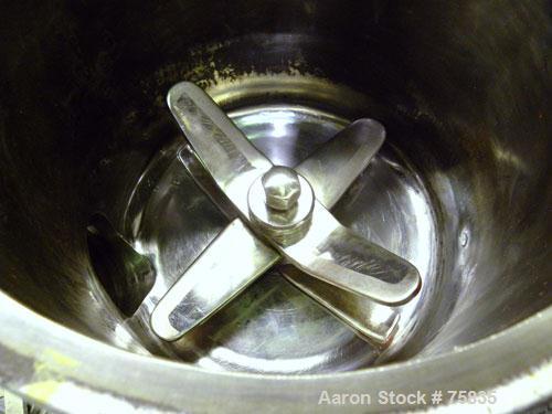 Used Henschel High Intensity Mixer, Model FM 40D, 321 Stainless Steel.32 Liter (1.1 Cubic Feet) Working Capacity ( 40 liter/1.4 cubic feet total). Carbon steel jacketed bowl, 15" diameter x 14" deep,...