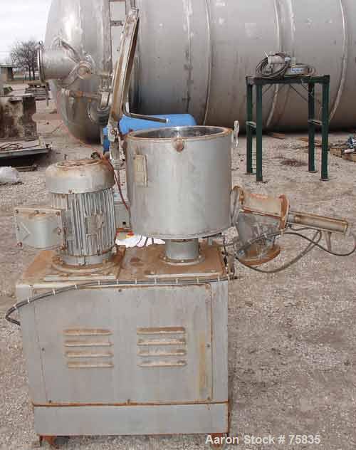 Used Henschel High Intensity Mixer, Model FM 40D, 321 Stainless Steel.32 Liter (1.1 Cubic Feet) Working Capacity ( 40 liter/1.4 cubic feet total). Carbon steel jacketed bowl, 15" diameter x 14" deep,...