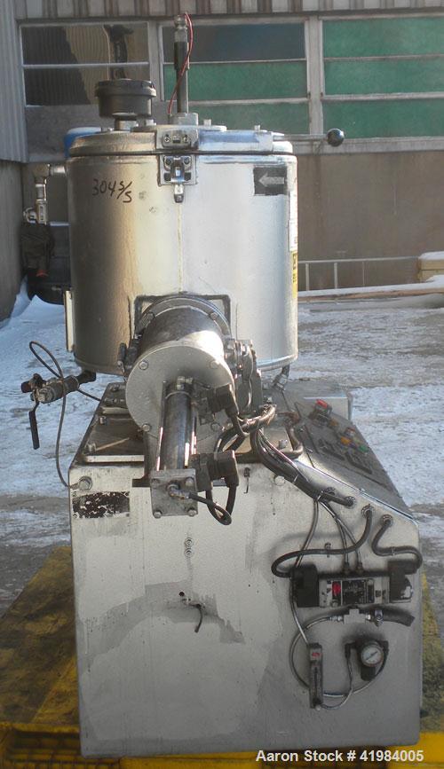 Used Henschel High Intensity Mixer, model FM 40, 304 stainless steel. 32 Liter (1.1 cubic feet) working capacity (40 liter/1.4 cubic feet total). Carbon steel jacketed bowl, 15" diameter x 14" deep, ...