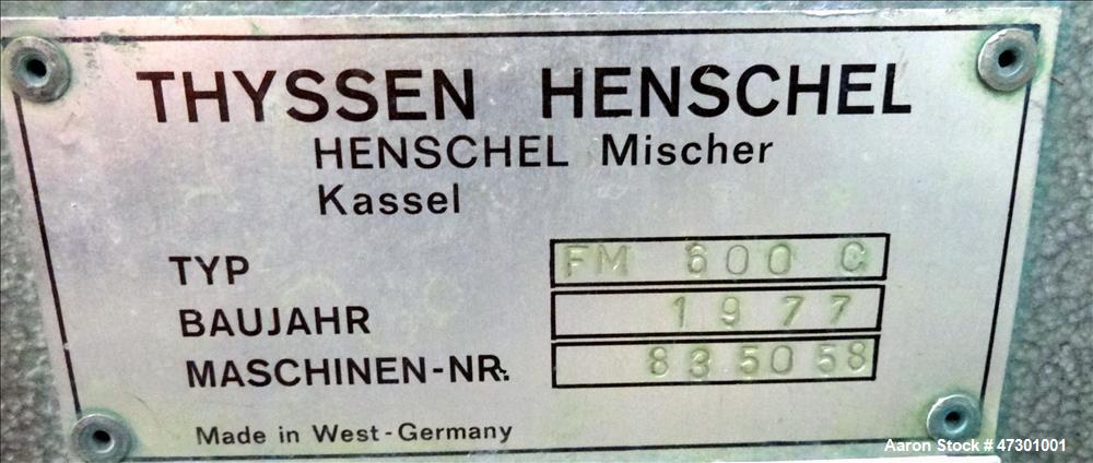 Used Henschel FM Series High Intensity Mixer, Model FM-600C