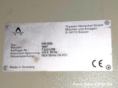 Used Henschel Model FM1000 Stainless Steel High Intensity Mixer
