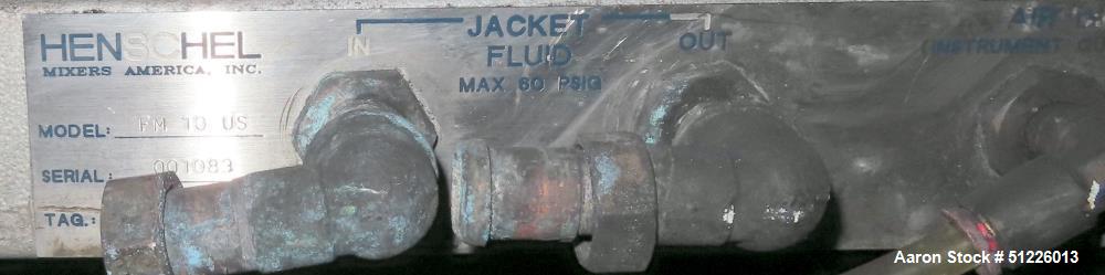 Used - Henschel Fluidizing Mixer, Model FM-10, 5 HP, 304 Stainless Steel