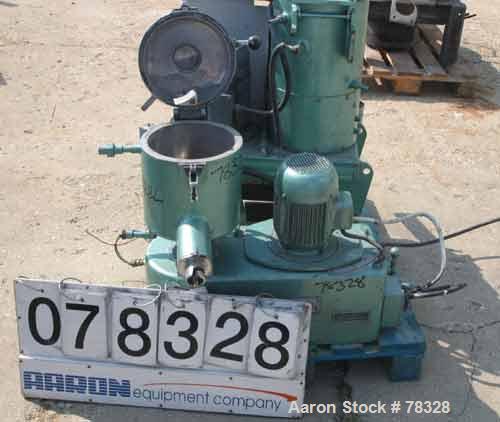 USED: Henschel high intensity lab mixer, model FM10, 10 liter, .34 cubic feet, 316 stainless steel. Carbon steel jacketed bowl 9" diameter x 9" deep. Hinged top cover with baffle, 2 tier blade. 2" di...
