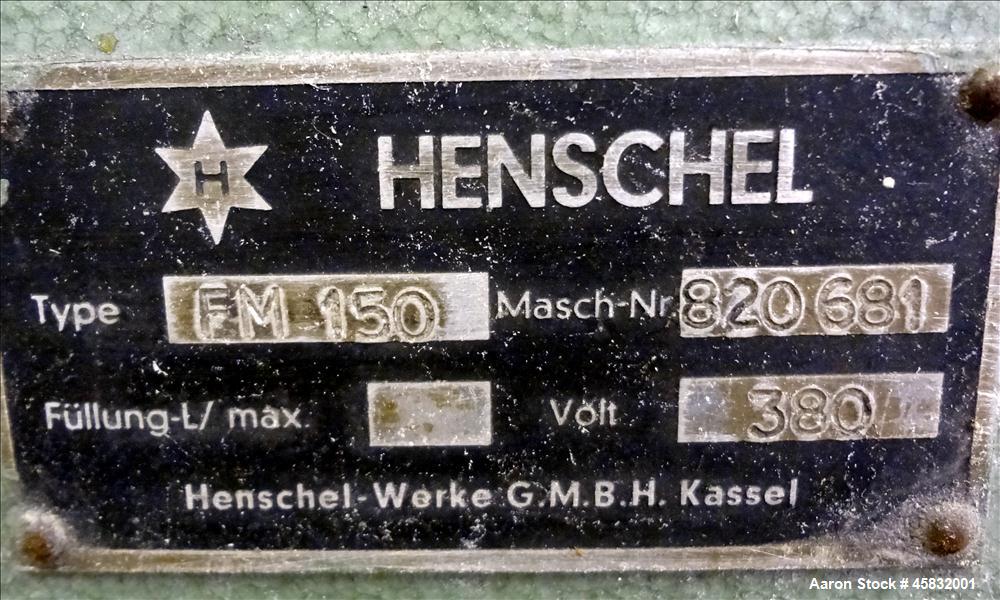 Used Henschel High Intensive Mixer, Type FM 150