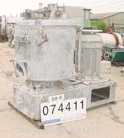 USED: Henschel high intensity mixer, model FM500D. 500 liter, 17.7 cubic feet, 316 stainless steel. Carbon steel jacketed bowl 36-1/2"  diameter x 31" deep. Hinged top cover with baffle, 2 tier blade...
