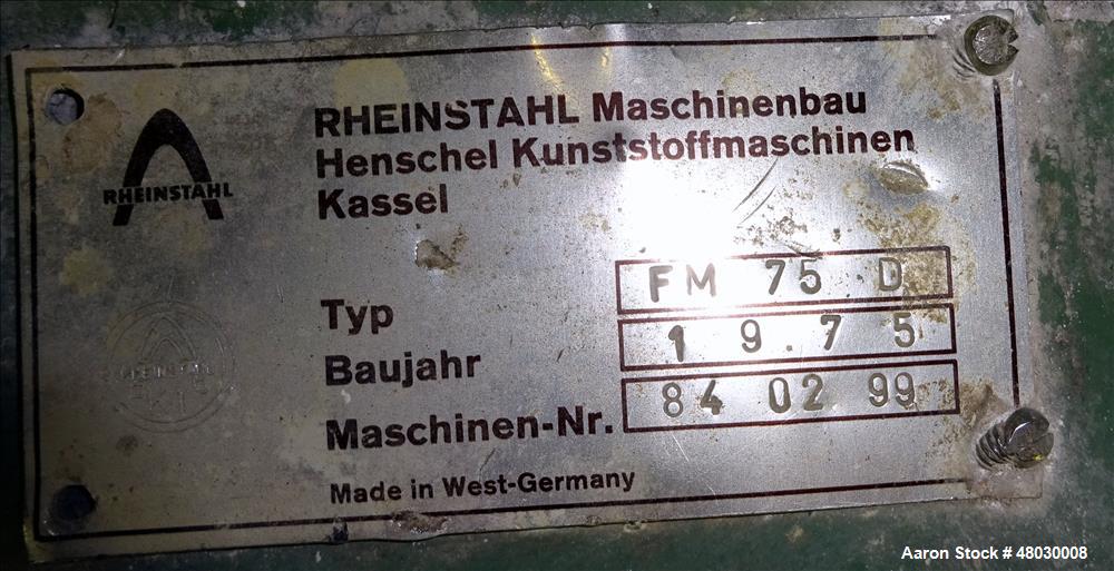 Used Henschel High Intensity Mixer, Model FM75D, 75 liter, 2.6 Cubic Feet Worki