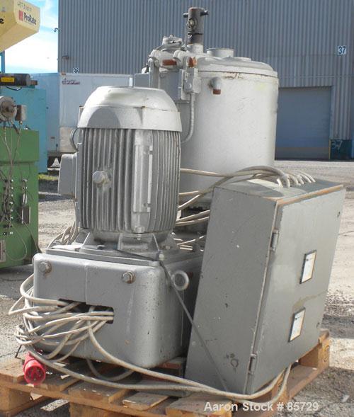 Used Henschel High Intensity Mixer, Model FM 75D. Approximate 75 Liter (2.6 Cubic Feet), 316 Stainless Steel. Carbon steel jacketed bowl 18-1/2" diameter x 17" deep. Hinged top cover with baffle, 2 t...