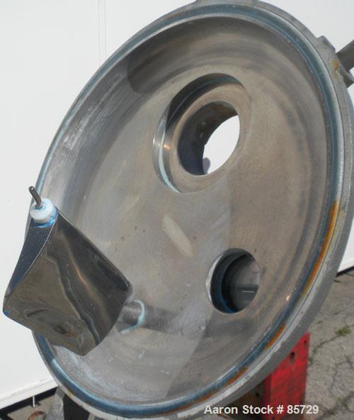 Used Henschel High Intensity Mixer, Model FM 75D. Approximate 75 Liter (2.6 Cubic Feet), 316 Stainless Steel. Carbon steel jacketed bowl 18-1/2" diameter x 17" deep. Hinged top cover with baffle, 2 t...
