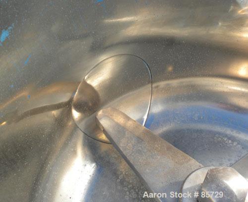 Used Henschel High Intensity Mixer, Model FM 75D. Approximate 75 Liter (2.6 Cubic Feet), 316 Stainless Steel. Carbon steel jacketed bowl 18-1/2" diameter x 17" deep. Hinged top cover with baffle, 2 t...