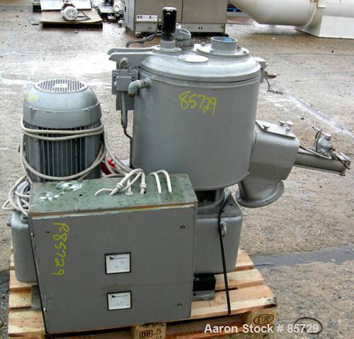 Used Henschel High Intensity Mixer, Model FM 75D. Approximate 75 Liter (2.6 Cubic Feet), 316 Stainless Steel. Carbon steel jacketed bowl 18-1/2" diameter x 17" deep. Hinged top cover with baffle, 2 t...