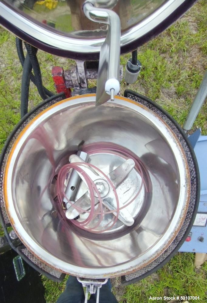 Used Thyssen Henschel High Intensity Laboratory Mixer, Type FML 40. Capacity 40 Liter. Working capacity 32 liter. Stainless steel jacketed bowl rated approximately 5 bar (72.5 psi) at 70 degrees C (1...