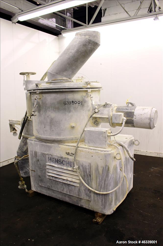 Used Henschel HU Series Medium Intensity Mixer, Model HU-500, 304 Stainless Steel. 500 Liter (17.5 cubic feet) total capacity, 400 liter (14 cubic feet) working, batch size 200 kilograms (440 pounds)...