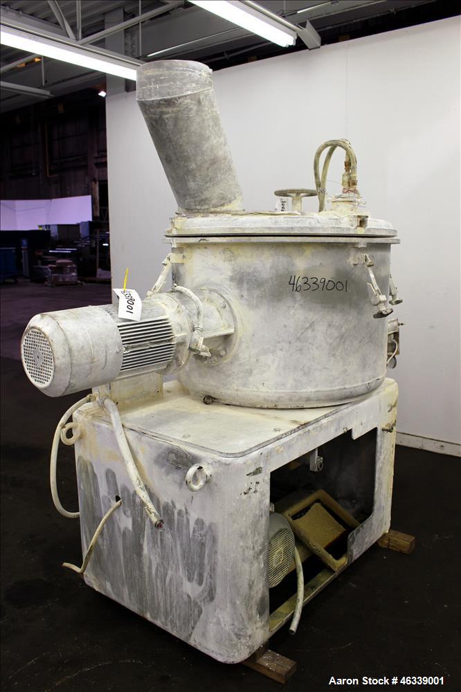 Used Henschel HU Series Medium Intensity Mixer, Model HU-500, 304 Stainless Steel. 500 Liter (17.5 cubic feet) total capacity, 400 liter (14 cubic feet) working, batch size 200 kilograms (440 pounds)...
