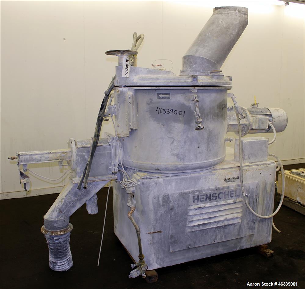 Used Henschel HU Series Medium Intensity Mixer, Model HU-500, 304 Stainless Steel. 500 Liter (17.5 cubic feet) total capacity, 400 liter (14 cubic feet) working, batch size 200 kilograms (440 pounds)...