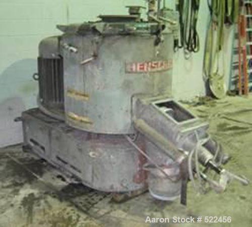 USED: Henschel 500 liter high intensity mixer, model FM500B.Stainless steel contact parts, jacketed bowl, 100/75 hp 2 speedmotor, swing away top cover with baffle, flush mount pneumaticdischarge valv...
