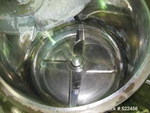 USED: Henschel 500 liter high intensity mixer, model FM500B.Stainless steel contact parts, jacketed bowl, 100/75 hp 2 speedmotor, swing away top cover with baffle, flush mount pneumaticdischarge valv...