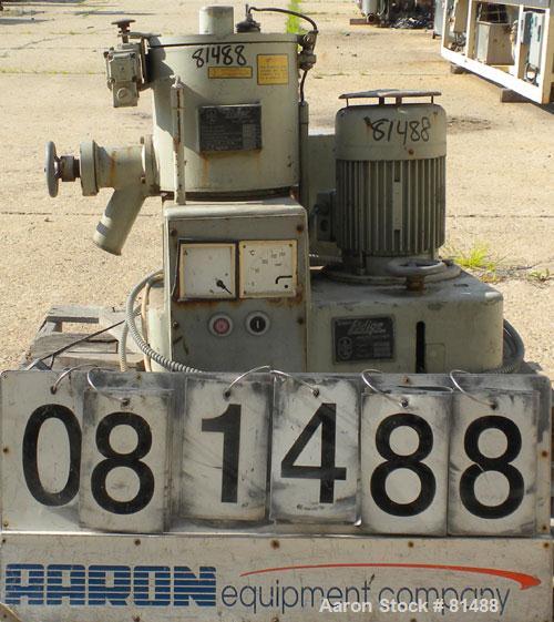 Used Littleford/Lodige High Intensity Lab Mixer, Model W-10, 316 Stainless Steel. 7 liter (.25 cubic feet) working capacity. Carbon steel jacketed bowl 9" diameter x 8- 1/2" deep rated 44 psi at 271 ...