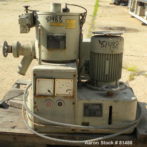 Used Littleford/Lodige High Intensity Lab Mixer, Model W-10, 316 Stainless Steel. 7 liter (.25 cubic feet) working capacity. Carbon steel jacketed bowl 9" diameter x 8- 1/2" deep rated 44 psi at 271 ...