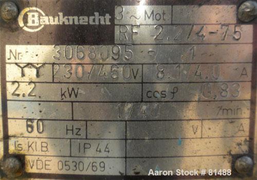 Used Littleford/Lodige High Intensity Lab Mixer, Model W-10, 316 Stainless Steel. 7 liter (.25 cubic feet) working capacity. Carbon steel jacketed bowl 9" diameter x 8- 1/2" deep rated 44 psi at 271 ...