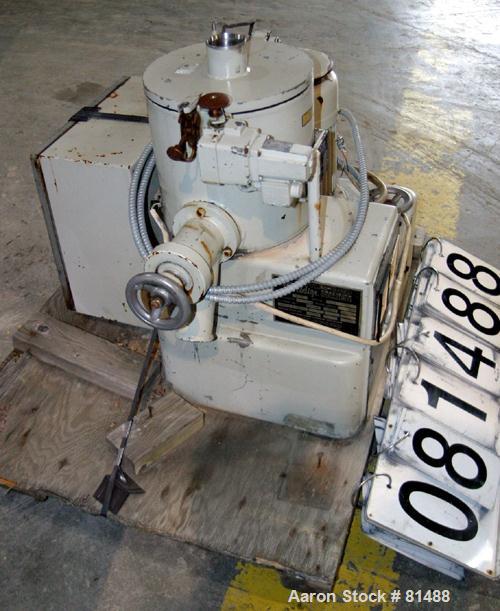 Used Littleford/Lodige High Intensity Lab Mixer, Model W-10, 316 Stainless Steel. 7 liter (.25 cubic feet) working capacity. Carbon steel jacketed bowl 9" diameter x 8- 1/2" deep rated 44 psi at 271 ...
