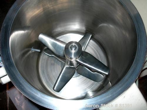 USED: MTI laboratory high intensity mixer, type M20. Material ofconstruction is AISI 321 (1.4541) stainless steel on product contactparts. Total capacity 0.70 cu ft (20 liter); working capacity 0.56c...