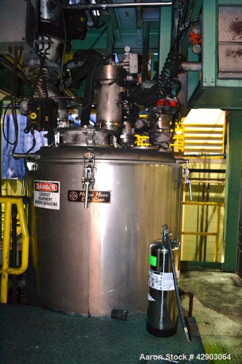 Used Mitsui Miike High Intensity Mixer, Model FM1000J, 1000 Liter (35.3 Cubic Feet), Stainless Steel. Jacketed bowl 48" diameter x 36" deep. Swing away top cover with baffle, 2 tier bottom blade. Sid...