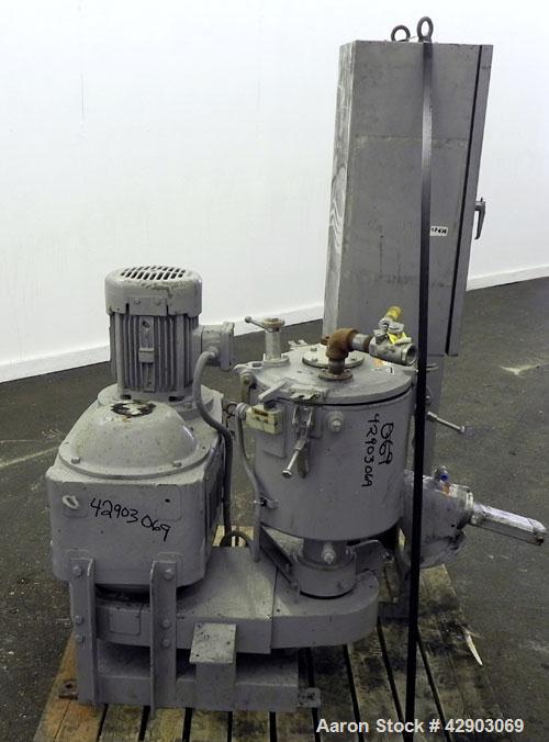 Used Mitsui Mike High Intensity Mixer, Model FM20B, 20 Liter (0.70 Cubic Feet), 304 Stainless Steel. Jacketed bowl 11-3/4" diameter x 11" deep. Hinged top cover with baffle, 2 tier bottom blade. Side...