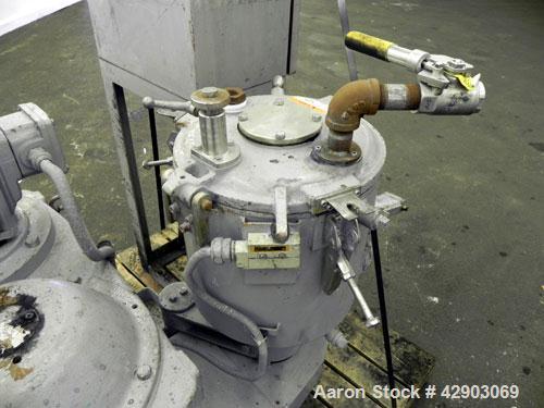 Used Mitsui Mike High Intensity Mixer, Model FM20B, 20 Liter (0.70 Cubic Feet), 304 Stainless Steel. Jacketed bowl 11-3/4" diameter x 11" deep. Hinged top cover with baffle, 2 tier bottom blade. Side...
