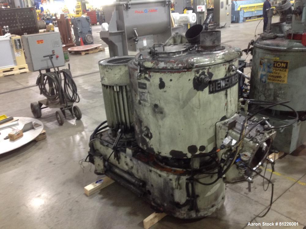 Used Mitsui Miike 300 Liter High Intensity Mixer, Model FM300E. 790/395 RPM Blade Revolution, Driven by a 45/22 kW, 3/60/208-230/460 Volt Motor. Machine # FM300323. PARTS MACHINE ONLY. Motor needs re...