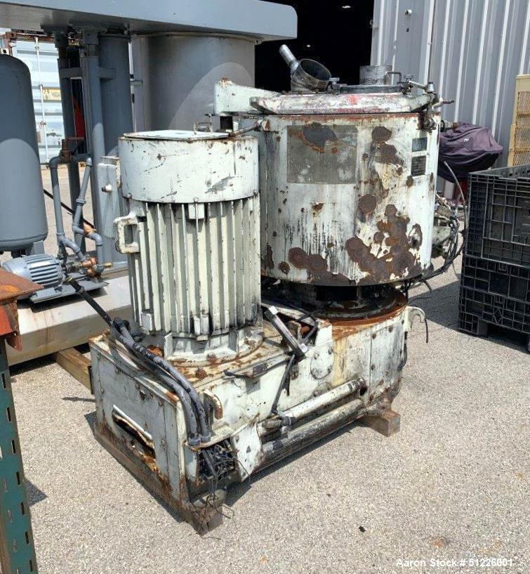 Used Mitsui Miike 300 Liter High Intensity Mixer, Model FM300E. 790/395 RPM Blade Revolution, Driven by a 45/22 kW, 3/60/208-230/460 Volt Motor. Machine # FM300323. PARTS MACHINE ONLY. Motor needs re...