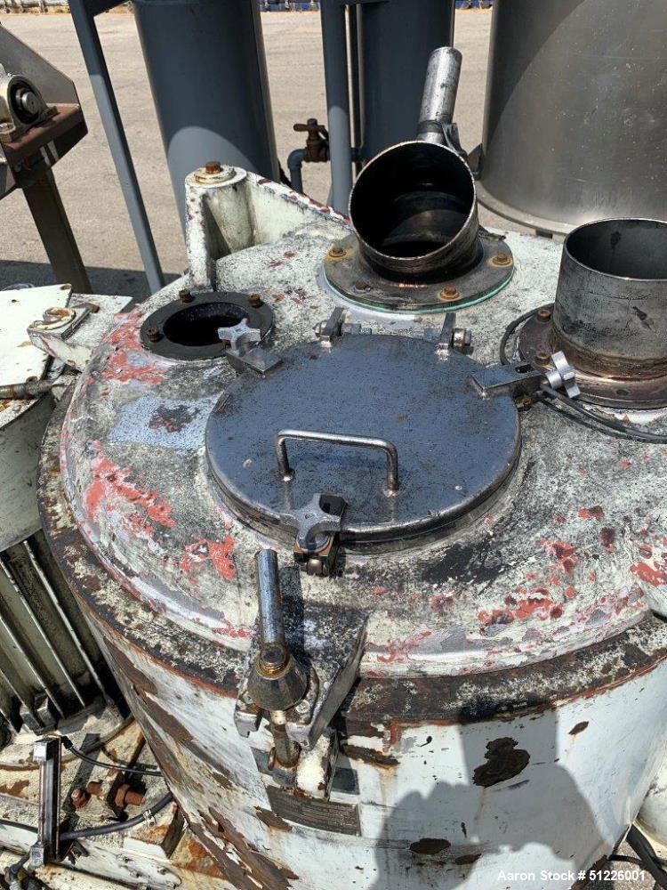 Used Mitsui Miike 300 Liter High Intensity Mixer, Model FM300E. 790/395 RPM Blade Revolution, Driven by a 45/22 kW, 3/60/208-230/460 Volt Motor. Machine # FM300323. PARTS MACHINE ONLY. Motor needs re...