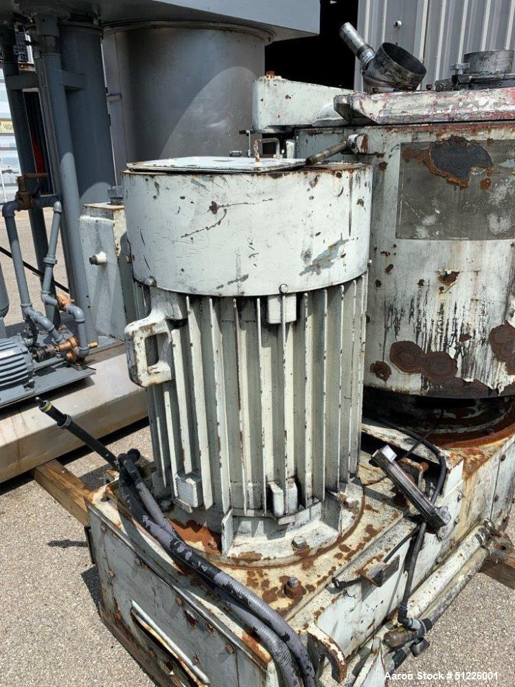 Used Mitsui Miike 300 Liter High Intensity Mixer, Model FM300E. 790/395 RPM Blade Revolution, Driven by a 45/22 kW, 3/60/208-230/460 Volt Motor. Machine # FM300323. PARTS MACHINE ONLY. Motor needs re...
