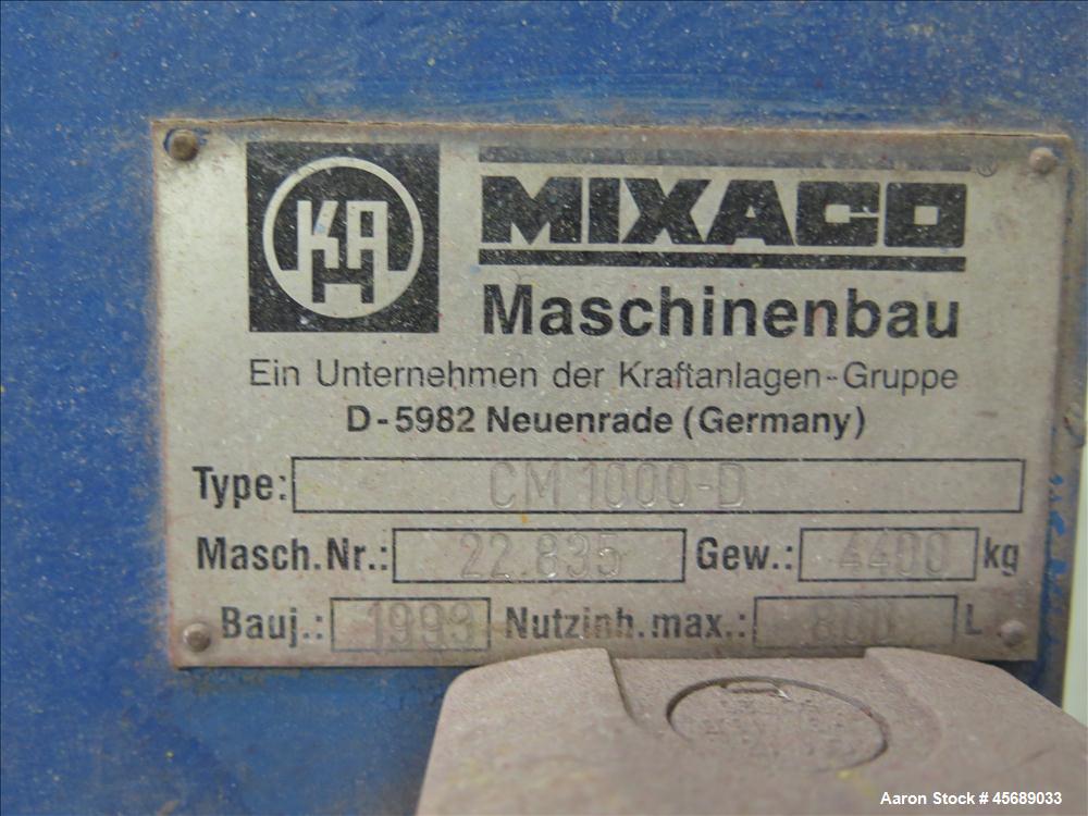 Used Mixaco High Intensive Mixer, Type CM 1000-D.