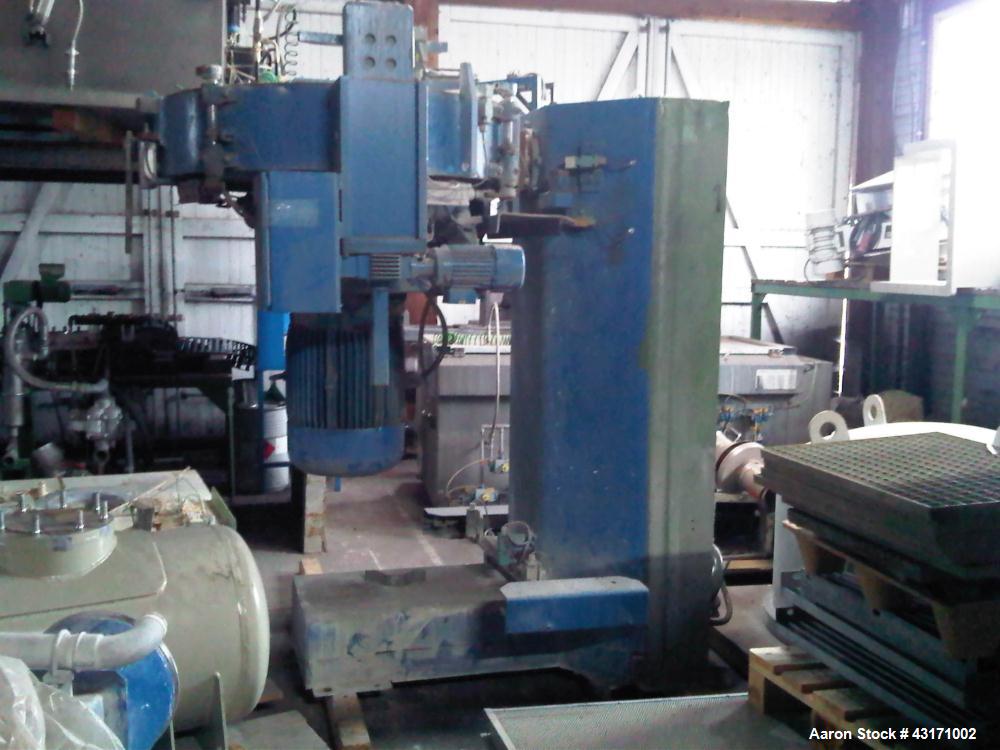 Used Mixaco High Intensive Mixer, Type CM 1000.  Stainless steel on product contact parts, (1) interchangeable bowl on wheels, total capacity 35 cubic feet (1000 liters), working capacity 23.5 cubic ...