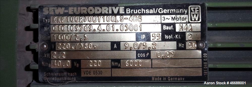 Used Mixaco Maschinenbau High Intensity Container Mixer, Type CM 1000, 304 Stai