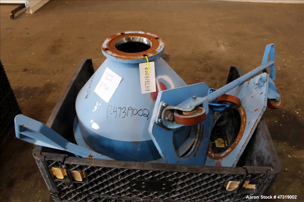 Used Mixaco High Intensity Container Mixer, Model CM 300 WA-D, Working Capacity 240 Liter, Total Capacity 300 Liter. Rotating mixing chamber approximate 28" diameter x 14-1/2" deep, with (1) tier mix...