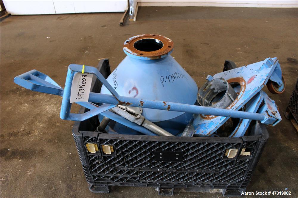 Used Mixaco High Intensity Container Mixer, Model CM 300 WA-D, Working Capacity 240 Liter, Total Capacity 300 Liter. Rotating mixing chamber approximate 28" diameter x 14-1/2" deep, with (1) tier mix...