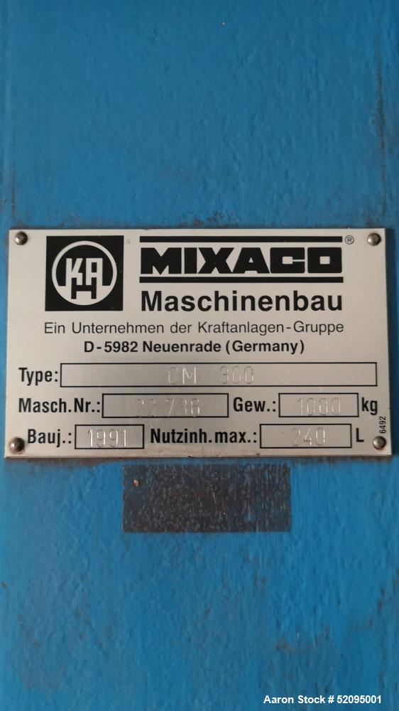 Used Mixaco High Intensity Container Mixer, Model CM 300
