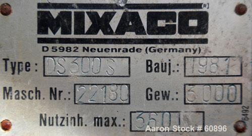 Used Mixaco High Intensive Mixer, Type DS300S