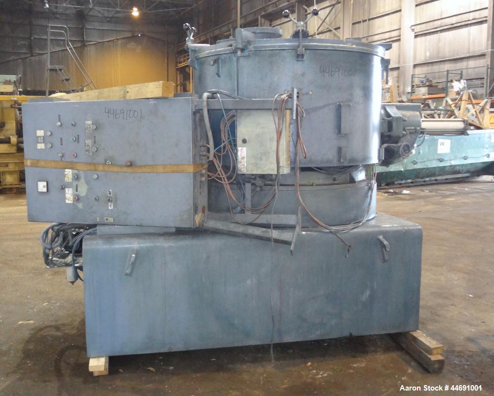 Used Mixaco Maschinenbau High Intensity Mixer, Type M1000WA-D. 304 Stainless steel contact areas. Working capacity 800 liter (28.2 cubic feet), total capacity 1000 liter (35.3 cubic feet). Carbon ste...