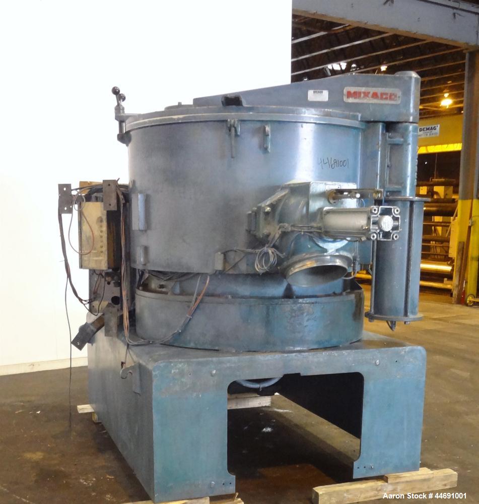 Used Mixaco Maschinenbau High Intensity Mixer, Type M1000WA-D. 304 Stainless steel contact areas. Working capacity 800 liter (28.2 cubic feet), total capacity 1000 liter (35.3 cubic feet). Carbon ste...