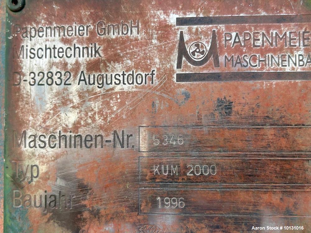Papenmeier GmbH High Intensity Mixer, Model KUM 2000