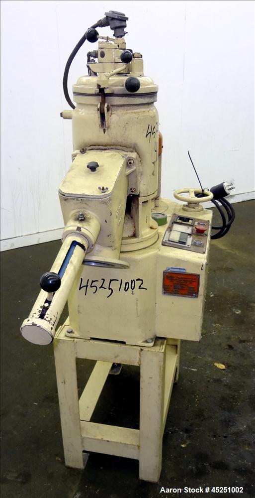 Used Papenmeier / Wellington Lab Size High Intensity Mixer, 8 Liter (0.28 Cubic Feet), Type TGAHK-8, Stainless Steel. Carbon steel jacketed bowl approximately  8-1/2" diameter x 10" deep, rated 3 bar...