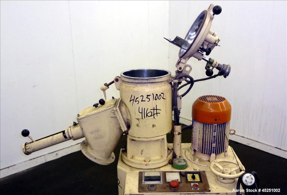 Used Papenmeier / Wellington Lab Size High Intensity Mixer, 8 Liter (0.28 Cubic Feet), Type TGAHK-8, Stainless Steel. Carbon steel jacketed bowl approximately  8-1/2" diameter x 10" deep, rated 3 bar...