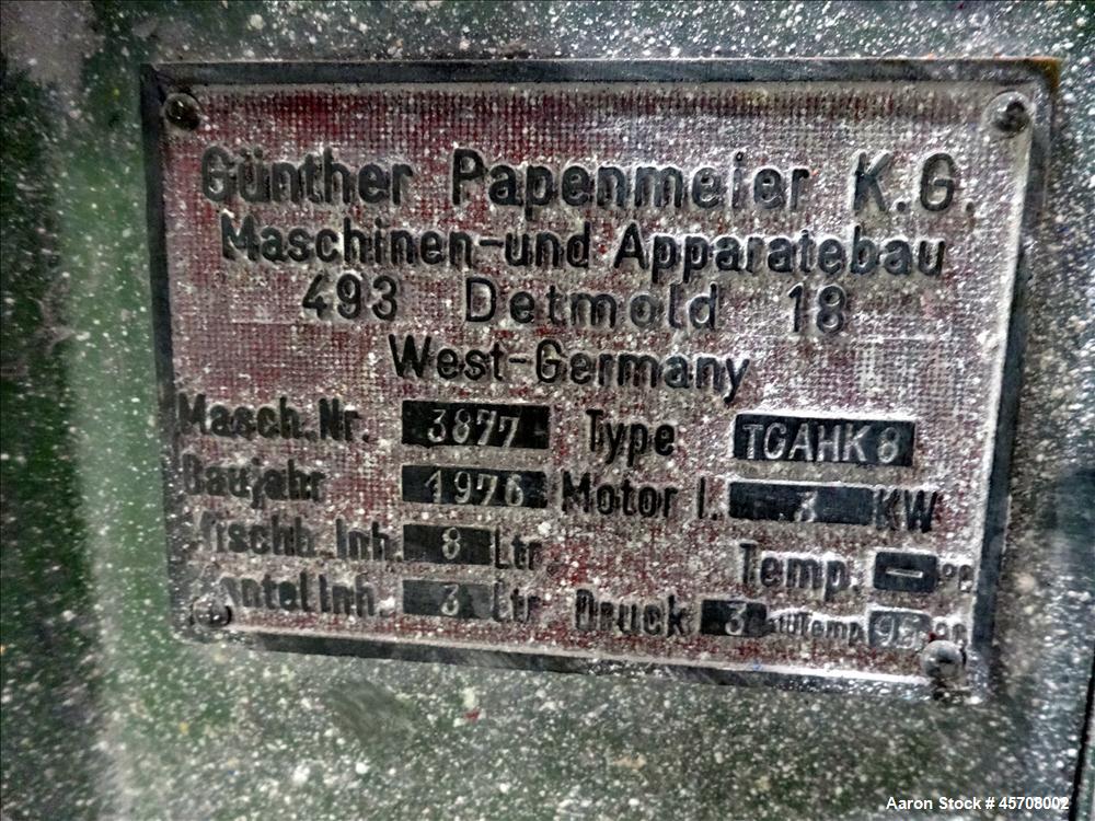 Used Gunther Papenmeier Lab Size High Intensity Mixer, 8 Liter