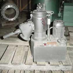 USED:Papenmeier high intensity mixer, model TGAHK8, .28 cu ft,8 liter capacity. Stainless steel jacketed bowl 8-1/2" diameter x10" deep. Hinged top cover with baffle and sightglass. 2 tier blade,4" o...
