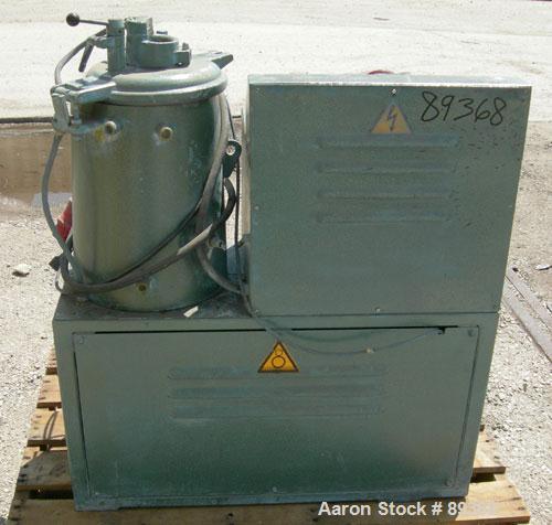 Used: Papenmeier lab size high intensity mixer, type TGHK20, 20 liter (.7 cubic feet), 316 stainless steel. Carbon steel jacketed bowl 10 1/2'' diameter x 14'' deep. Hinged top cover with baffle, (2)...