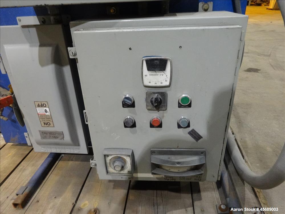 Used Papenmier High Intensity Mixer, 200 Liter (7 Cubic Feet), Model TSAHK200, 316 Stainless Steel. Carbon steel jacketed bowl approximate 24" diameter x 24" deep. 2-Tier blade. Driven by a 50hp, 3/6...