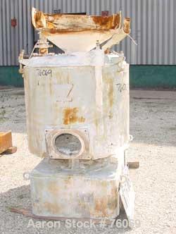 Used Prodex High Intensity Mixer, Type 115JSS, 11.5 Cubic Feet (500 liter), Stainless Steel. Jacketed bowl 36" diameter x 30" deep. 2 tier blade, hinged top cover with baffle. 10" outlet with plug va...