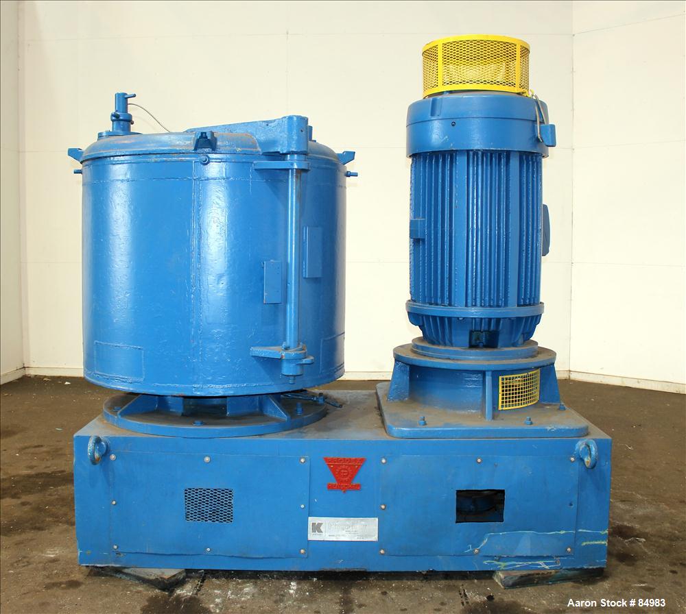 Used Prodex/Henschel High Intensity Mixer, 1000 Liter, 35 Cubic Feet Capacity, Model 250-JSS, 316 Stainless Steel. Carbon steel jacketed bowl 46'' diameter x 38'' deep. Swing away top cover, 2 tier b...